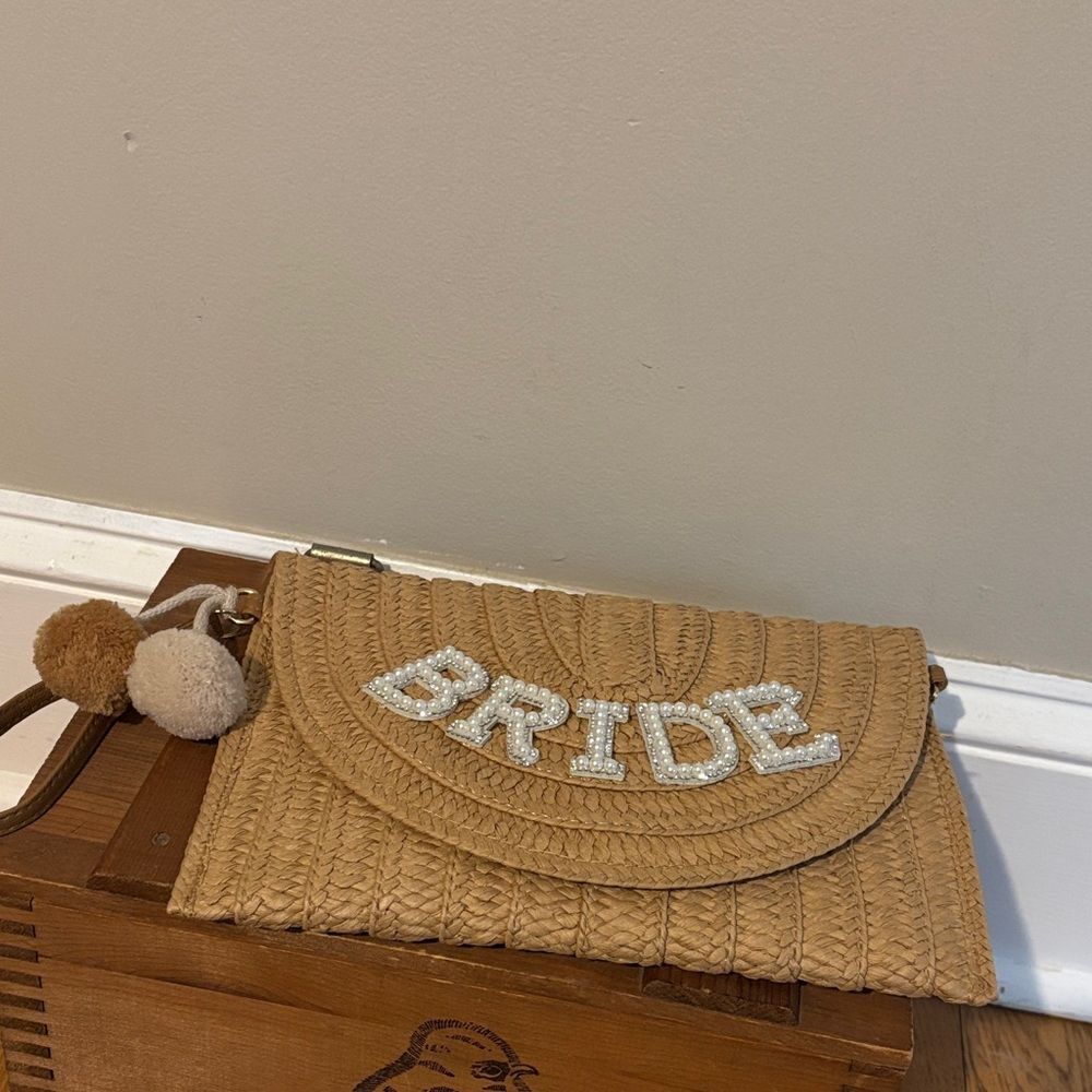 Bride Embellished Straw clutch
